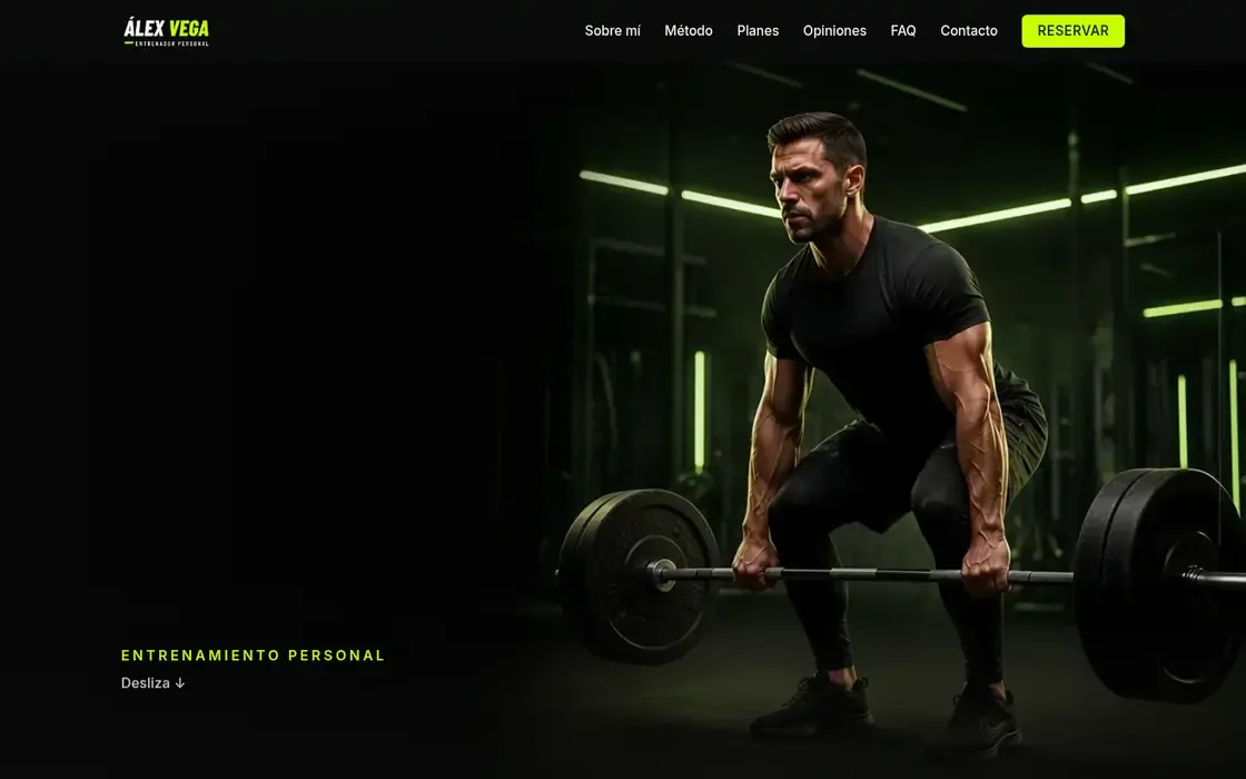 Captura de la web de el entrenador personal
