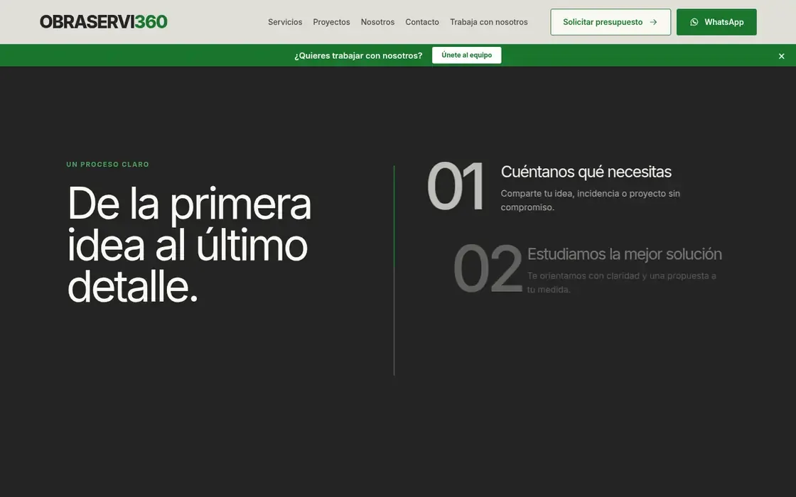 Captura de la web de reformas y servicios